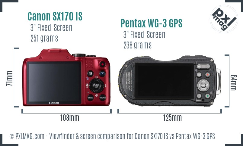 Canon SX170 IS vs Pentax WG-3 GPS Screen and Viewfinder comparison