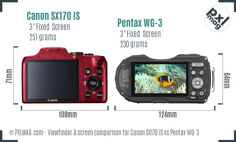 Canon SX170 IS vs Pentax WG-3 Screen and Viewfinder comparison