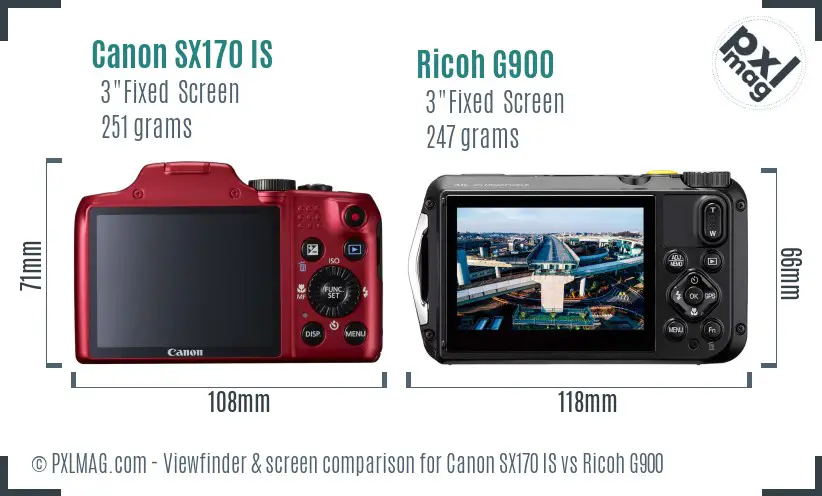 Canon SX170 IS vs Ricoh G900 Screen and Viewfinder comparison