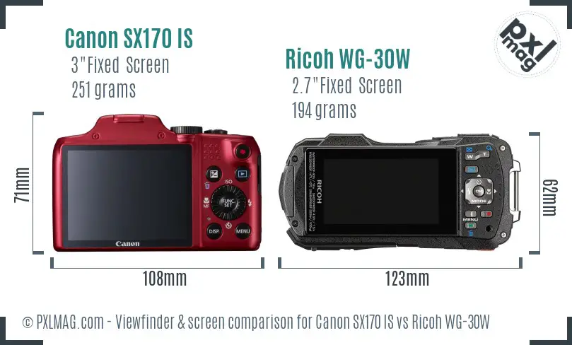 Canon SX170 IS vs Ricoh WG-30W Screen and Viewfinder comparison Canon SX170 IS vs Ricoh WG-30W Screen and Viewfinder comparison