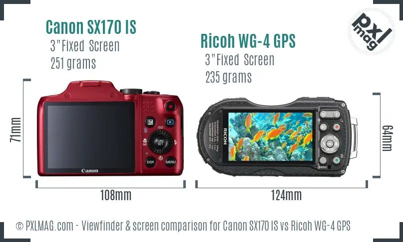 Canon SX170 IS vs Ricoh WG-4 GPS Screen and Viewfinder comparison