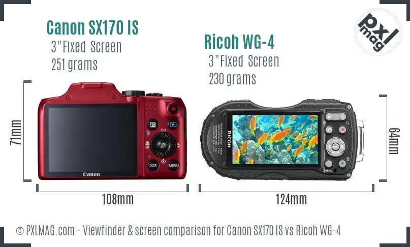 Canon SX170 IS vs Ricoh WG-4 Screen and Viewfinder comparison Canon SX170 IS vs Ricoh WG-4 Screen and Viewfinder comparison