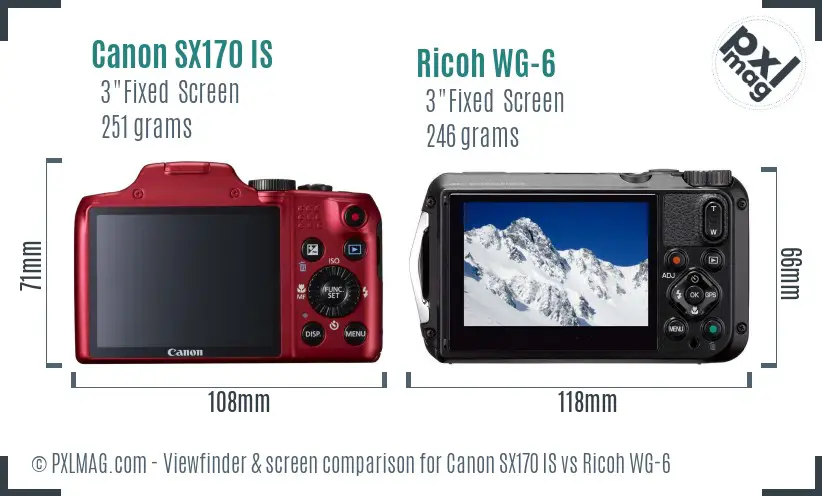 Canon SX170 IS vs Ricoh WG-6 Screen and Viewfinder comparison