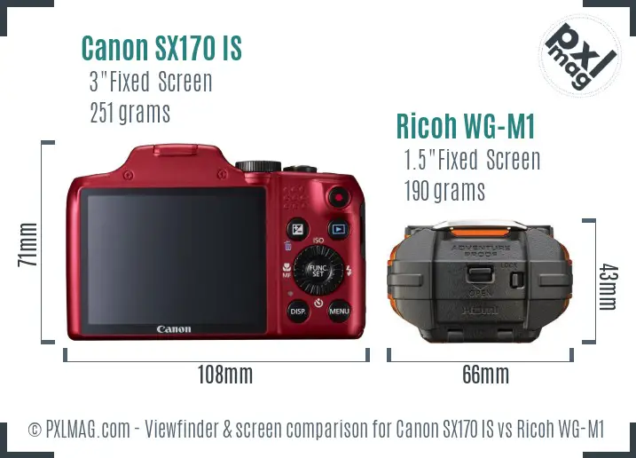 Canon SX170 IS vs Ricoh WG-M1 Screen and Viewfinder comparison