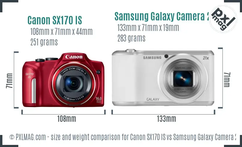 Canon SX170 IS vs Samsung Galaxy Camera 2 size comparison Canon SX170 IS vs Samsung Galaxy Camera 2 size comparison
