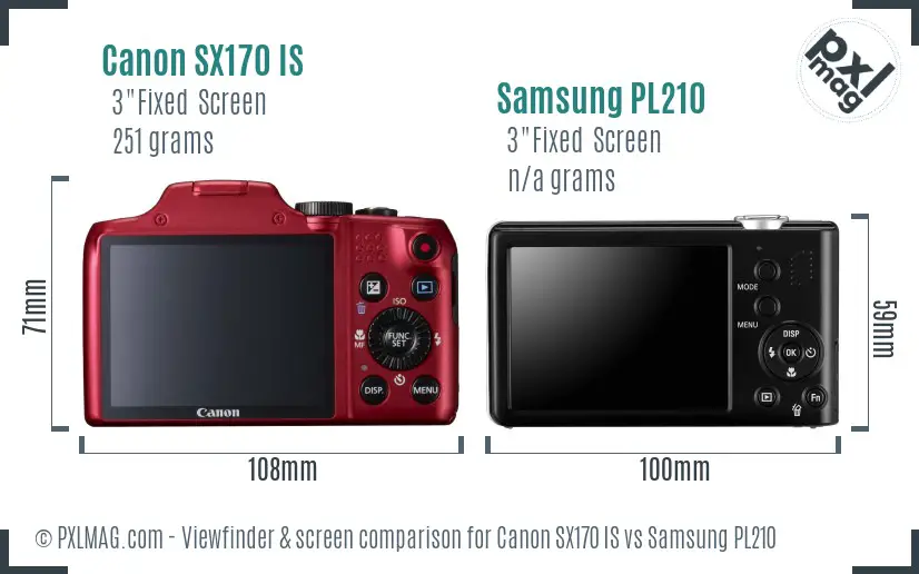 Canon SX170 IS vs Samsung PL210 Screen and Viewfinder comparison Canon SX170 IS vs Samsung PL210 Screen and Viewfinder comparison