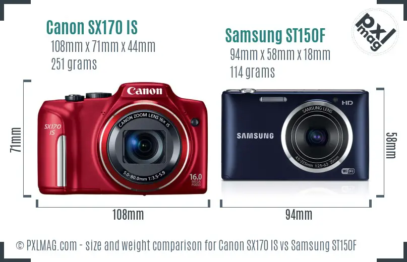 Canon SX170 IS vs Samsung ST150F size comparison Canon SX170 IS vs Samsung ST150F size comparison