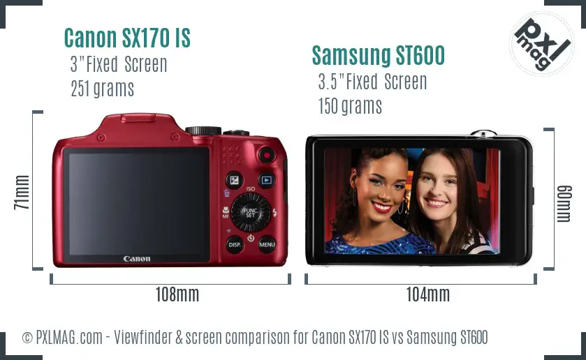 Canon SX170 IS vs Samsung ST600 Screen and Viewfinder comparison Canon SX170 IS vs Samsung ST600 Screen and Viewfinder comparison