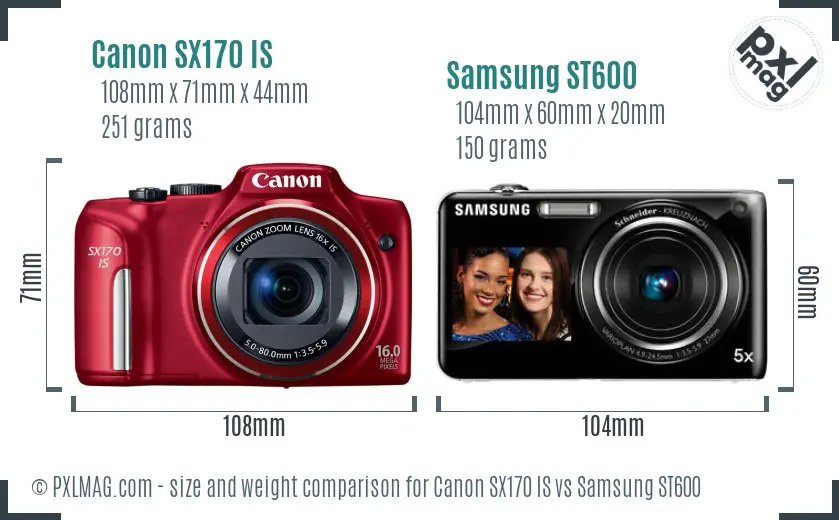 Canon SX170 IS vs Samsung ST600 size comparison Canon SX170 IS vs Samsung ST600 size comparison