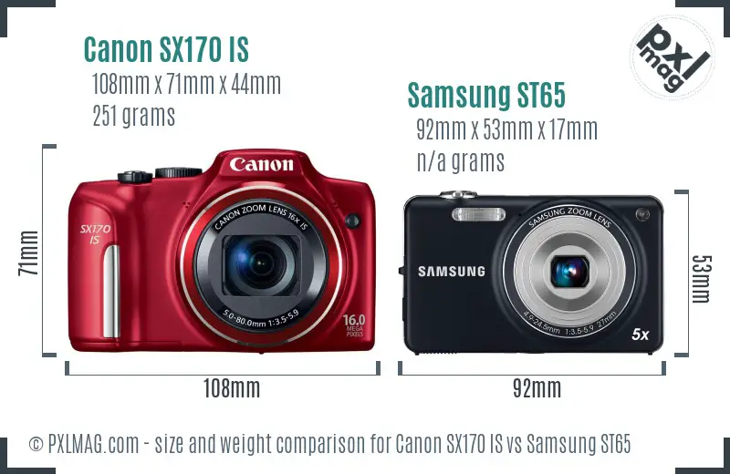 Canon SX170 IS vs Samsung ST65 size comparison