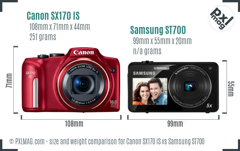 Canon SX170 IS vs Samsung ST700 size comparison