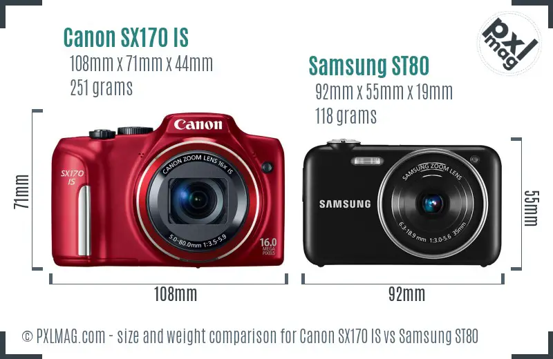 Canon SX170 IS vs Samsung ST80 size comparison