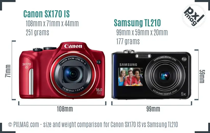 Canon SX170 IS vs Samsung TL210 size comparison