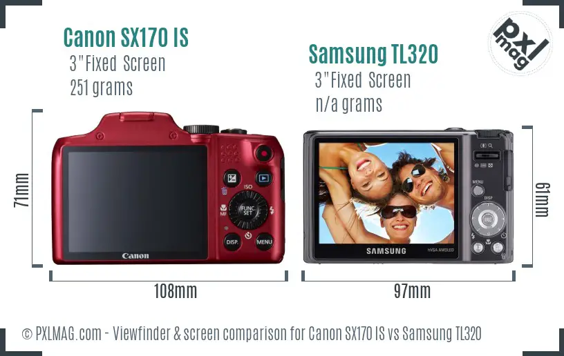 Canon SX170 IS vs Samsung TL320 Screen and Viewfinder comparison