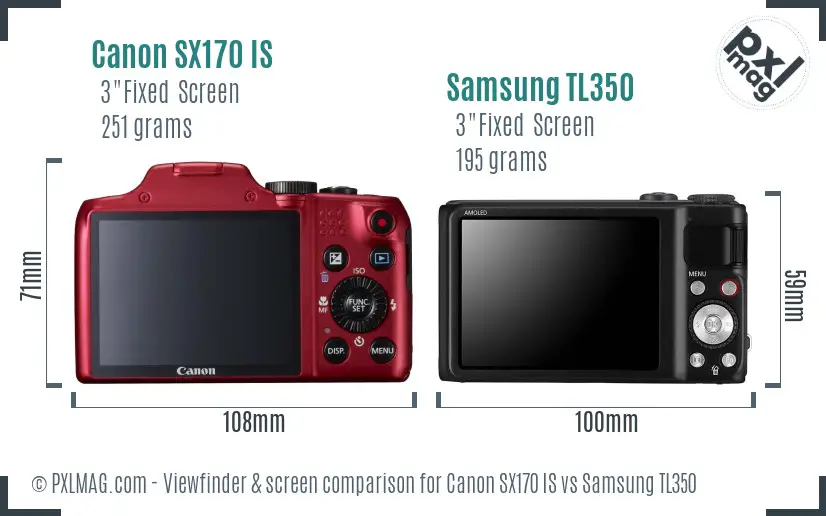 Canon SX170 IS vs Samsung TL350 Screen and Viewfinder comparison