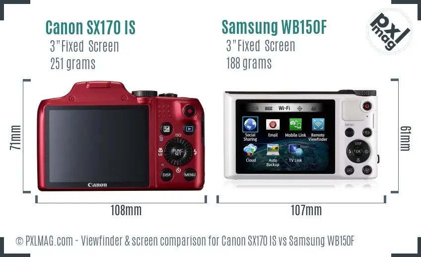 Canon SX170 IS vs Samsung WB150F Screen and Viewfinder comparison Canon SX170 IS vs Samsung WB150F Screen and Viewfinder comparison