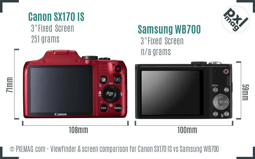 Canon SX170 IS vs Samsung WB700 Screen and Viewfinder comparison