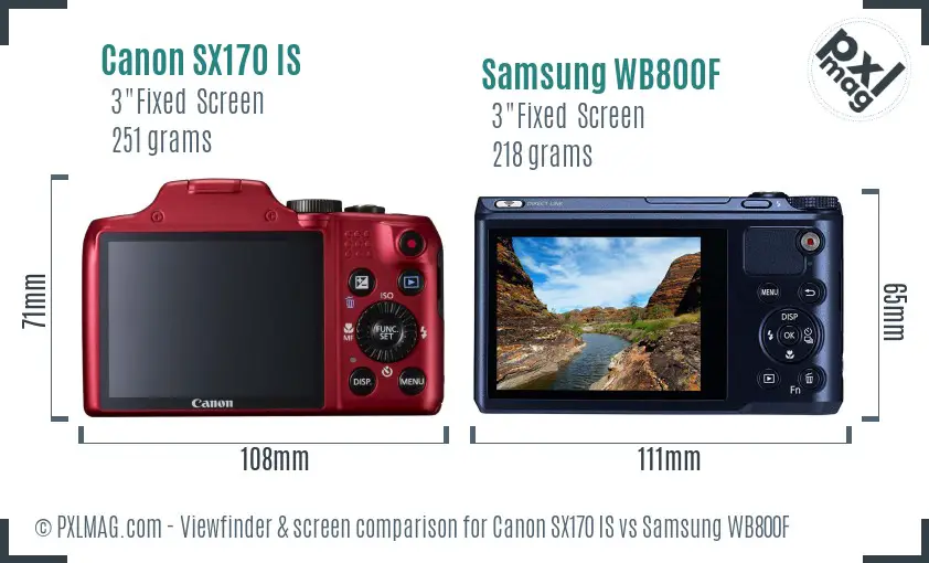 Canon SX170 IS vs Samsung WB800F Screen and Viewfinder comparison