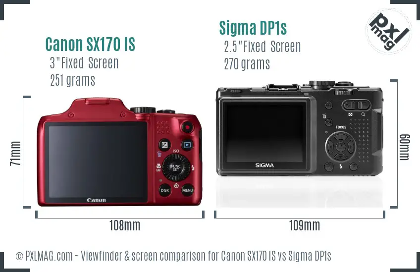 Canon SX170 IS vs Sigma DP1s Screen and Viewfinder comparison Canon SX170 IS vs Sigma DP1s Screen and Viewfinder comparison