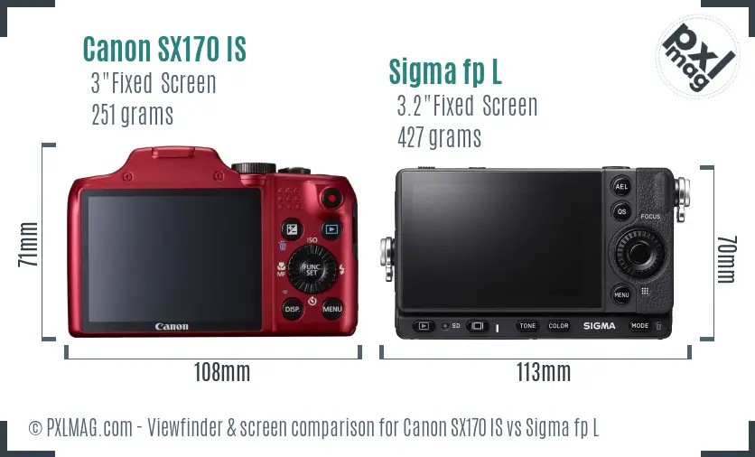 Canon SX170 IS vs Sigma fp L Screen and Viewfinder comparison