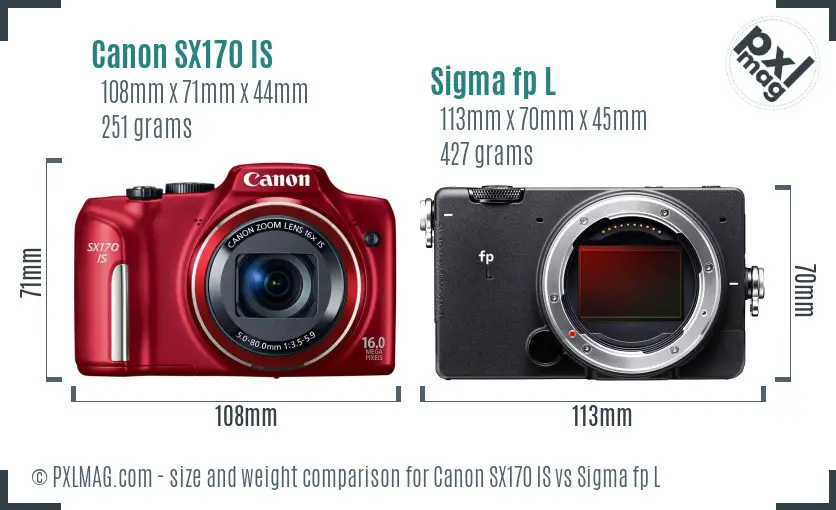 Canon SX170 IS vs Sigma fp L size comparison