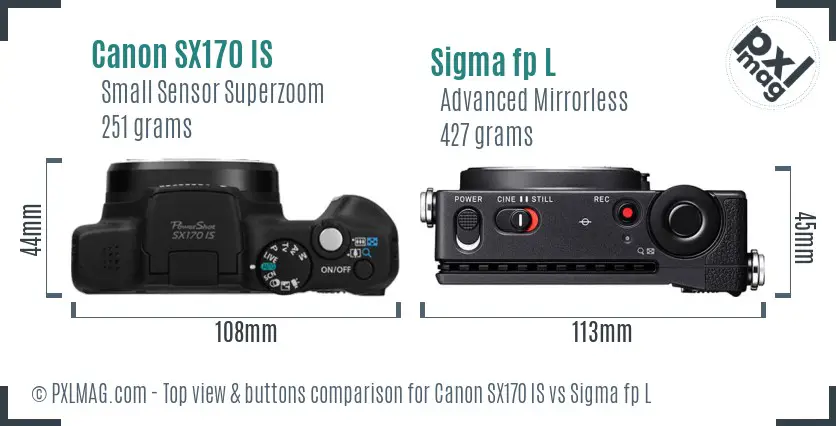 Canon SX170 IS vs Sigma fp L top view buttons comparison