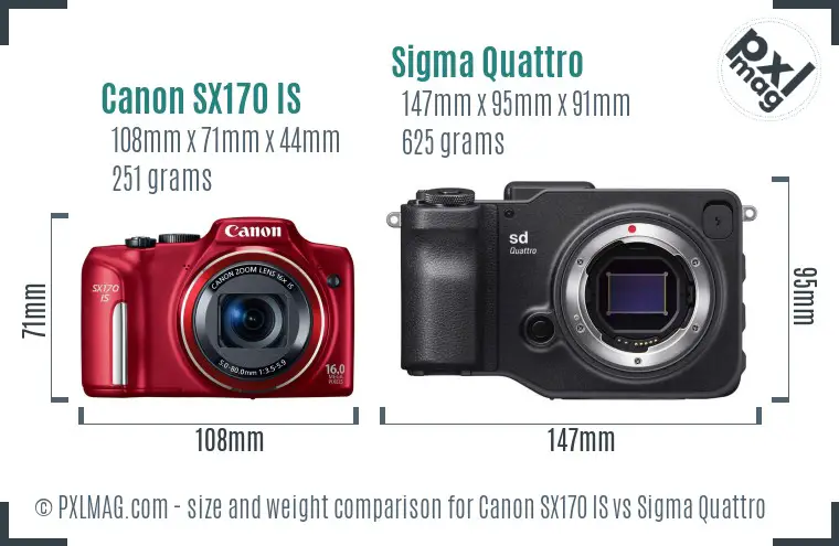 Canon SX170 IS vs Sigma Quattro size comparison Canon SX170 IS vs Sigma Quattro size comparison