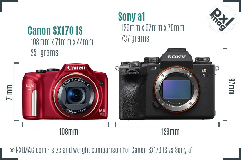 Canon SX170 IS vs Sony a1 size comparison Canon SX170 IS vs Sony a1 size comparison