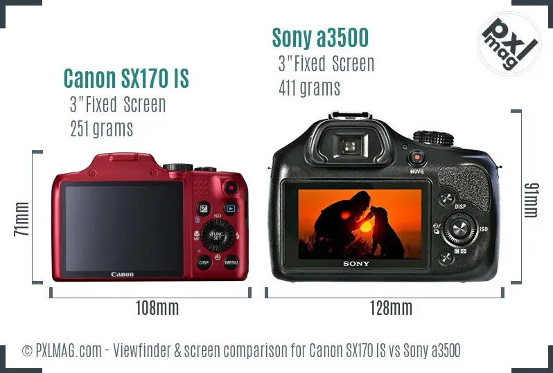 Canon SX170 IS vs Sony a3500 Screen and Viewfinder comparison Canon SX170 IS vs Sony a3500 Screen and Viewfinder comparison