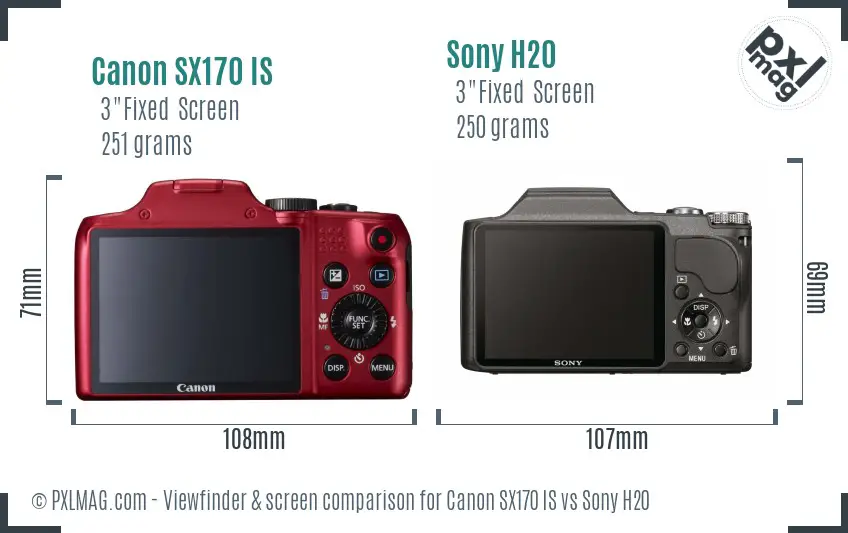 Canon SX170 IS vs Sony H20 Screen and Viewfinder comparison