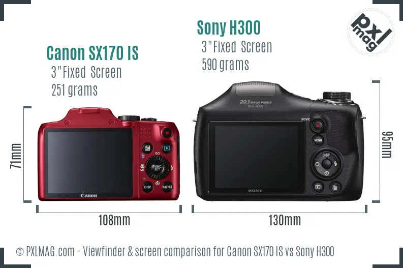 Canon SX170 IS vs Sony H300 Screen and Viewfinder comparison Canon SX170 IS vs Sony H300 Screen and Viewfinder comparison