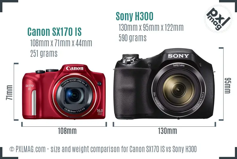 Canon SX170 IS vs Sony H300 size comparison Canon SX170 IS vs Sony H300 size comparison