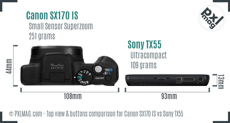 Top view design and control layout comparison