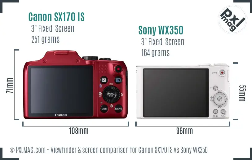 Canon SX170 IS vs Sony WX350 Screen and Viewfinder comparison