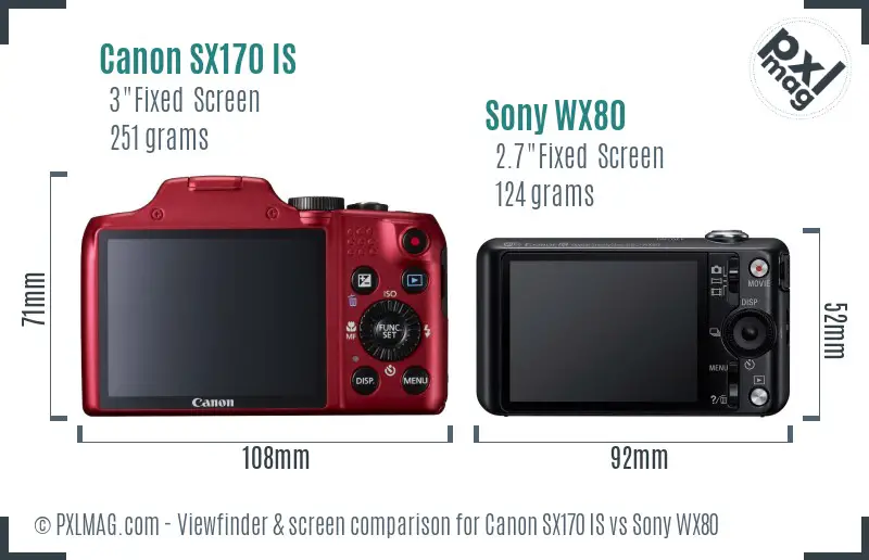 Canon SX170 IS vs Sony WX80 Screen and Viewfinder comparison Canon SX170 IS vs Sony WX80 Screen and Viewfinder comparison
