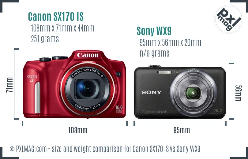 Canon SX170 IS vs Sony WX9 size comparison