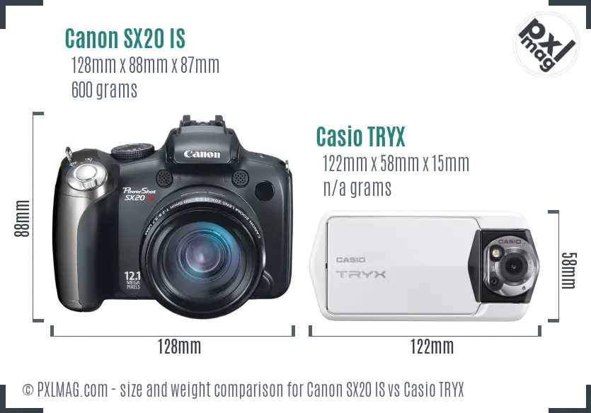 Canon SX20 IS vs Casio TRYX size comparison Canon SX20 IS vs Casio TRYX size comparison