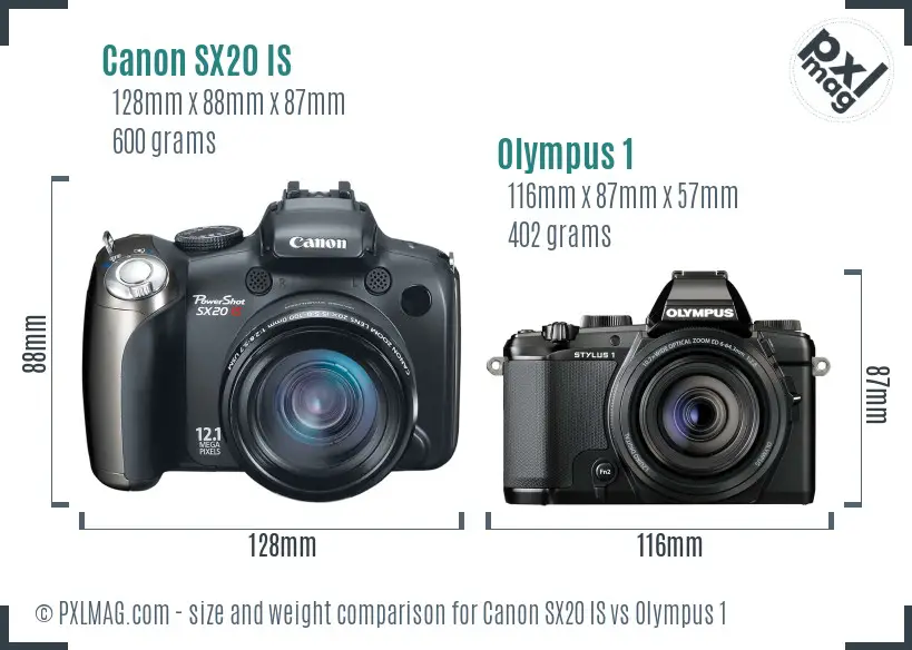 Canon SX20 IS vs Olympus 1 size comparison