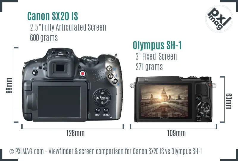 Canon SX20 IS vs Olympus SH-1 Screen and Viewfinder comparison Canon SX20 IS vs Olympus SH-1 Screen and Viewfinder comparison