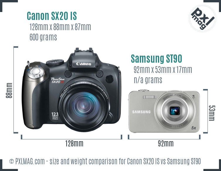 Canon SX20 IS vs Samsung ST90 size comparison