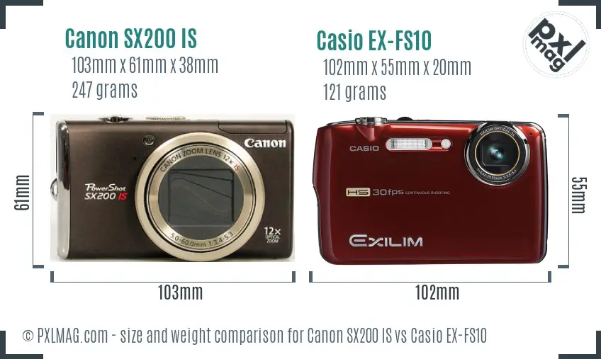 Canon SX200 IS vs Casio EX-FS10 size comparison