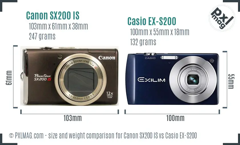 Canon SX200 IS vs Casio EX-S200 size comparison Canon SX200 IS vs Casio EX-S200 size comparison