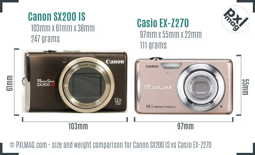 Canon SX200 IS vs Casio EX-Z270 size comparison