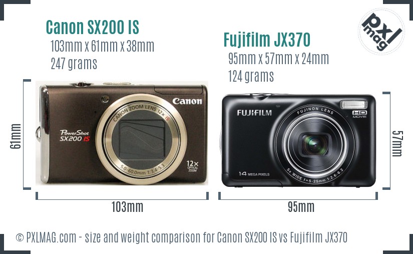 Canon SX200 IS vs Fujifilm JX370 size comparison Canon SX200 IS vs Fujifilm JX370 size comparison
