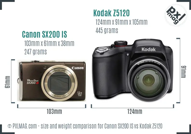 Canon SX200 IS vs Kodak Z5120 size comparison Canon SX200 IS vs Kodak Z5120 size comparison