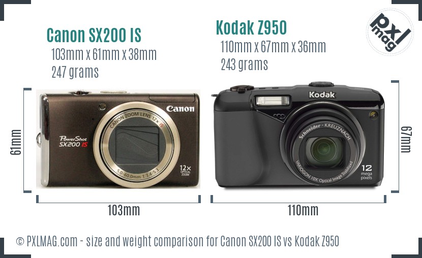 Canon SX200 IS vs Kodak Z950 size comparison Canon SX200 IS vs Kodak Z950 size comparison