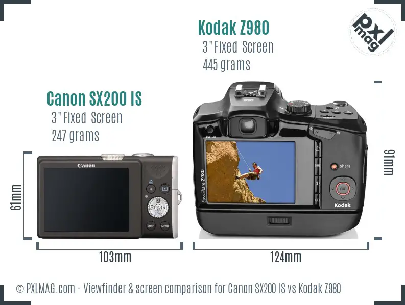 Canon SX200 IS vs Kodak Z980 Screen and Viewfinder comparison Canon SX200 IS vs Kodak Z980 Screen and Viewfinder comparison