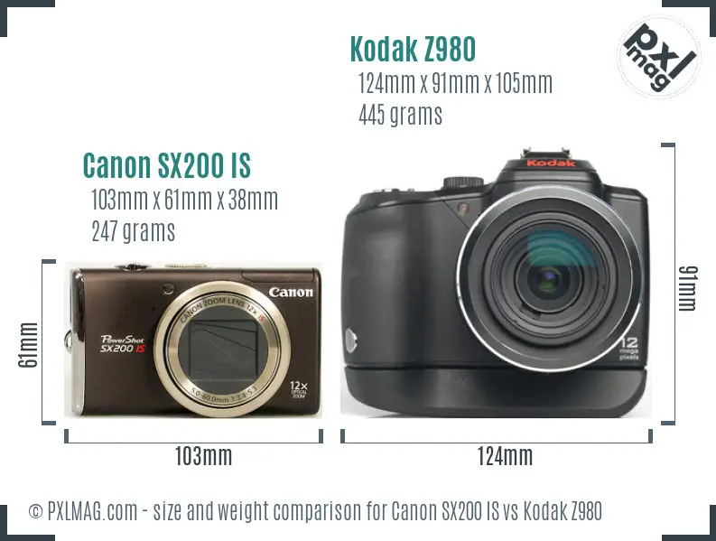 Canon SX200 IS vs Kodak Z980 size comparison Canon SX200 IS vs Kodak Z980 size comparison