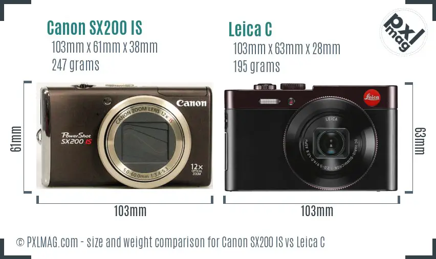 Canon SX200 IS vs Leica C size comparison