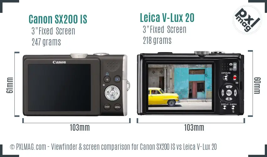 Canon SX200 IS vs Leica V-Lux 20 Screen and Viewfinder comparison